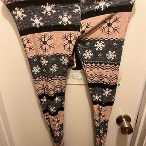Just One size small snowflakes pink and grey leggings